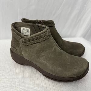 Merrell Encore Braided Bluff Boots Women's 7 M Olive Side Zip Ankle Booties